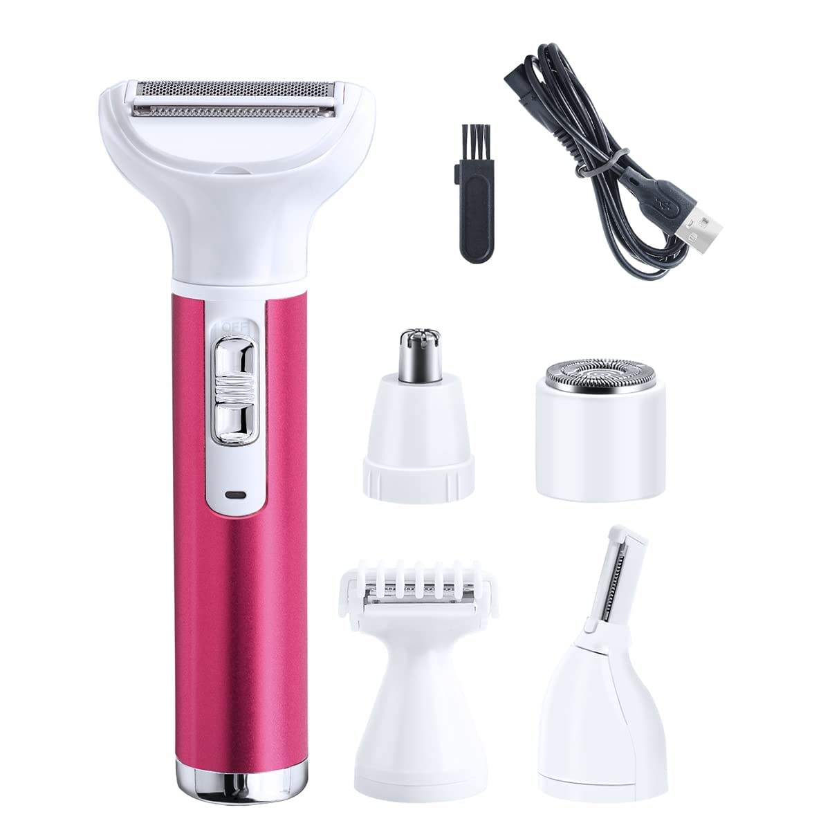 Maquinilla de afeitar eléctrica para mujer, eliminación de vello corporal, nariz, recortadora facial, afeitadoras de cejas, piernas, axilas, área de bikini, axilas púbicas, sin dolor, recargable 7