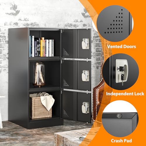 Image of Metal Locker Storage Locker, 36 inch Lockable Lockers for Employees, Home, Office, School, Assemble Required (Black)