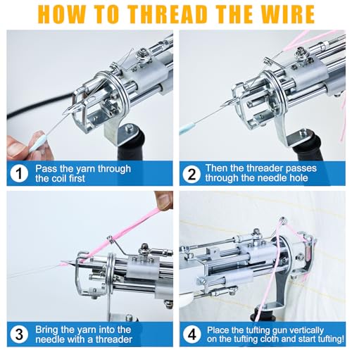Image of Tufting Gun Kit 2 in 1 Non-Slip Grip Carpet Trimmer kit Digital Screen Controls Speed Rug Gun Kit Cut Pile /Loop Pile Rug Tufting Kit