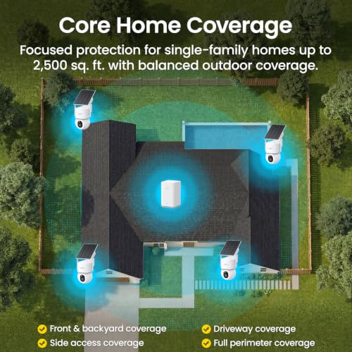 Image of aosu SolarCam D1 Max 4-Cam Kit, 4K Solar Security Cameras Wireless Outdoor, 360 PTZ Auto Tracking & Vehicle Detection, Color Night Vision, No Subscription Required, 1TB Expandable Storage