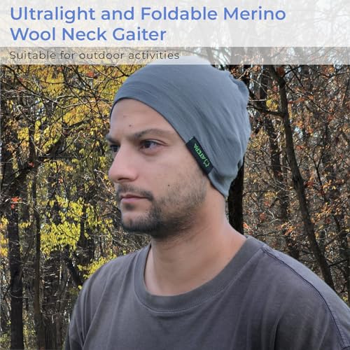ATEPA Polaina De Pescoço De Lã Merino - Máscara De Esqui Preta Para Homens E Mulheres - Cachecol Aqu