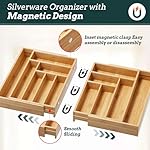 Silverware Organizer Large, Magnetic Connected Expandable 13 Slots Silverware Drawer Organizer From 21 to 37.4 Inches, Adjustable Flatware and Cutlery Holder, Bamboo Utensil Tray for Kitchen Natural - Image 3