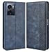 Produktbild YUWEN Retro Klapp Hülle für Realme Narzo 50 5G / Oppo A77 5G, Premium PU Leder Handyhülle mit Kartenfächer und Geldbeutel - Blau