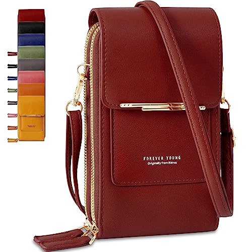 Lakpopya Pochette Telephone Portable en Cuir PU pour Femme, Sac Telephone Portable Petit Multifonctionnel avec Portefeuille, Pochette Portefeuille Femme pour...
