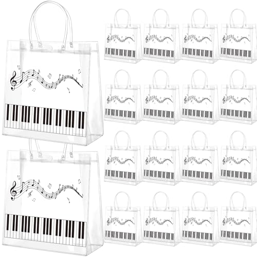 Resholder 24 Pcs Music Piano Clear Gift Bags Piano Keys PVC Treat Bag with...