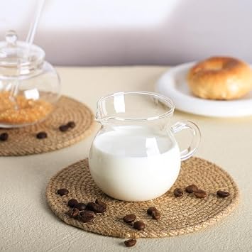 Glass Sugar and Creamer Set, Tea or Coffee Serving Set, Cream Pitcher with Sugar Bowl
