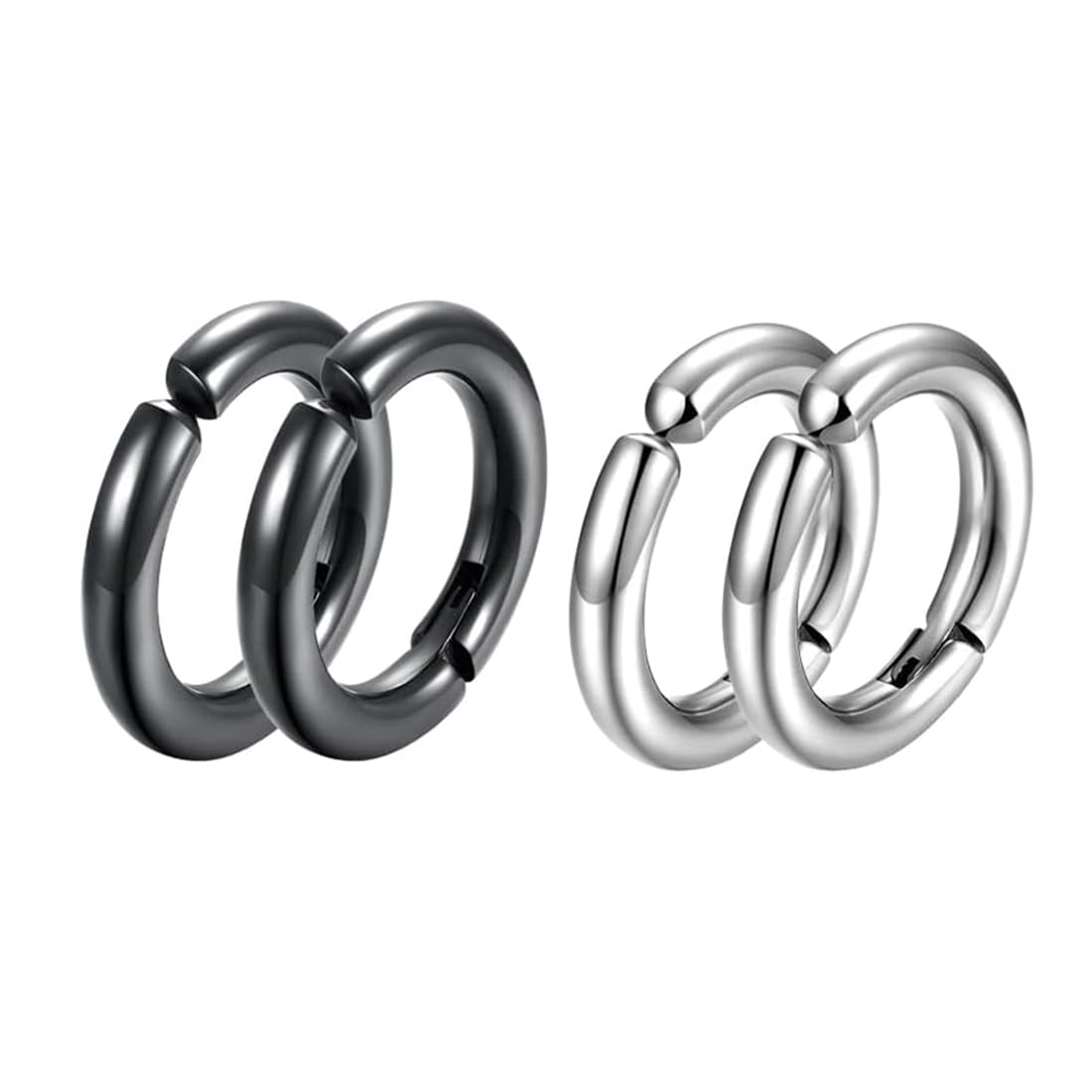 HNJUSR 2 Pares Falsos Pendientes clip de piercing Acero Inoxidable Hombre Pendientes Clip Pendiente Mujer Pendientes Sin Agujero Pendiente Unisex mujeres hombres pendientes 10mm