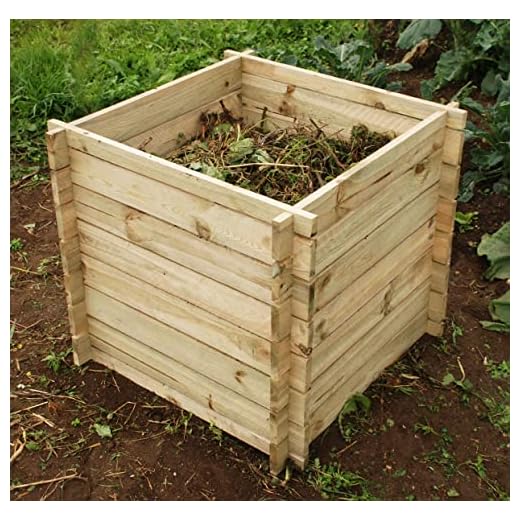 Lacewing Outdoor Wooden Compost Bin Small 373 Litres - Composter with Traditional Slated Design for Natural Garden Compost 73cm x 73cm