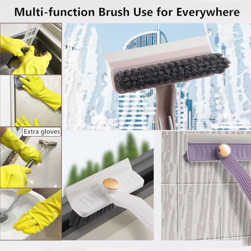 Image of Multi-Function Rotating Crevice Cleaning Brush, Hard Bristle Crevice Cleaning Brush for Household use, Upgraded 4-in-1 Gap Cleaning Brush for Kitchen Bathroom (3, Purple+White+Brown)