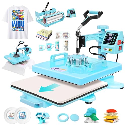 AKEYDIY Upgraded Heat Press Machine 5 in 1 Combo 15 X15 Digital...
