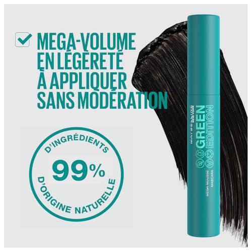 Maybelline New York Mascara Volume Enrichi en Beurre de Karité Brosse en Fibres Végétales Edition Mega Mousse Teinte : Brownish 03 - vue 3