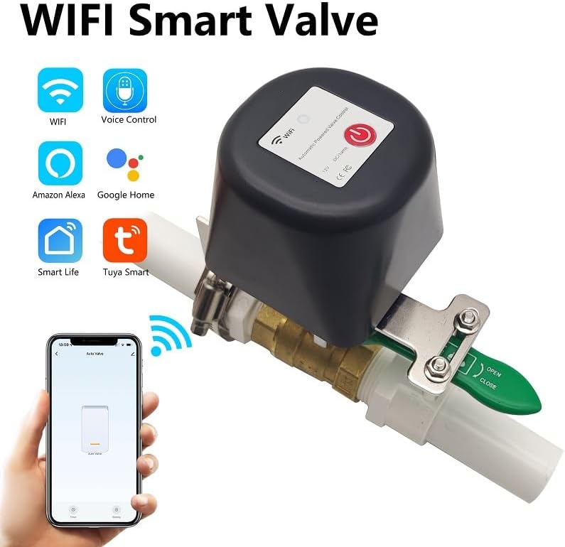 Zeelec UJV Ufairy WiFi Universal Ball Valve Smart Water Valve Shutoff Manipulator Domotique Valve Controller Compatible with Alexa Google No Hub Required Works with 2.4 GHz only