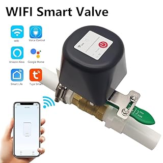 UJV Ufairy WiFi Universal Ball Valve Smart Water Shutoff Manipulator Domotique Controller Compatible with Alexa Google No Hub Required Works 2.4 GHz only, Black, 5.26*4.8*3.7in, (GR-W-105N)