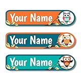 Lovable Labels Personalized Labels for Kids (45 Labels) - Waterproof Dishwasher Safe Peel and Stick Labels are Great for School Supplies Daycare Camp Bottles (What a Hoot)