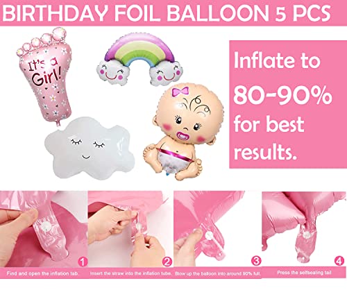 Image of Party Propz Welcome Baby Decoration- Huge 47Pcs|New Born Baby Welcome Home|Cradle Naming Ceremony Decoration Kit For Kids|Welcome Housewarming Home Princess|Metallic Foil Balloons For Decoration