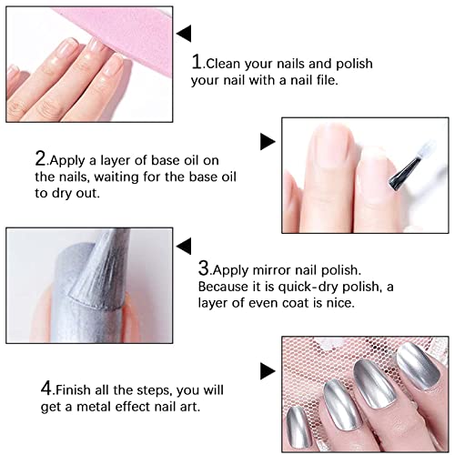 U-Shinein 2 Colors Holographic Mirror Nail Polish, Golden Silver Gel Nail Polish Glitter Gel For Nail Art Gel Soak Off Diy Nail Art Manicure #TOP5