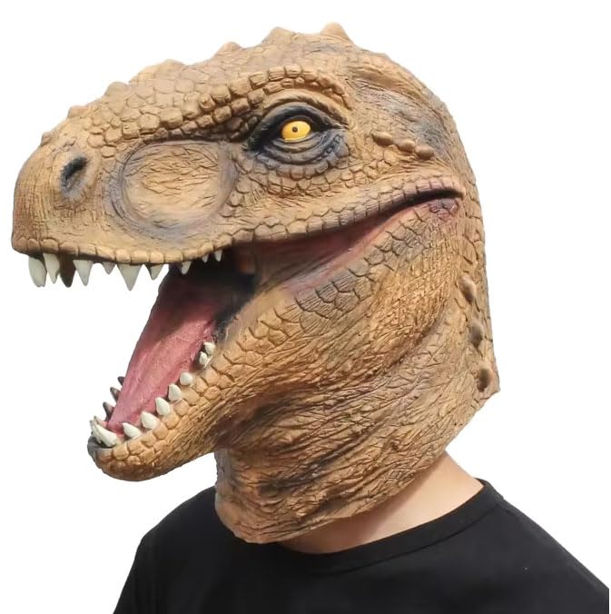 jokeshop Masque de dinosaure T-rex en latex réaliste pour Halloween, carnaval, cosplay