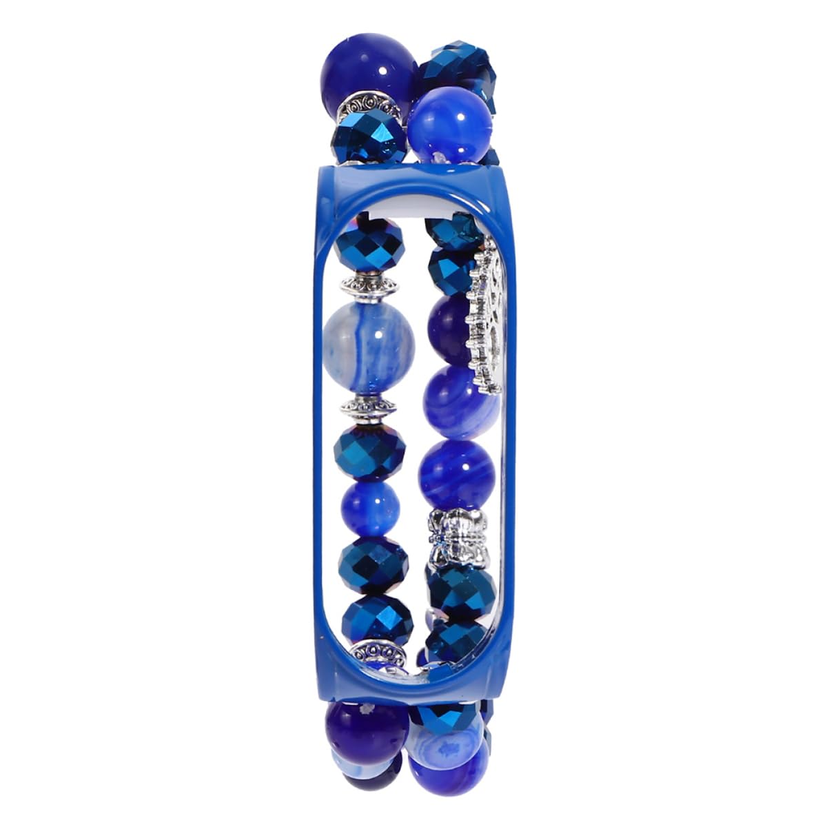 Correa de ágata de mijo pulsera ajustable con bisel de cristal 8