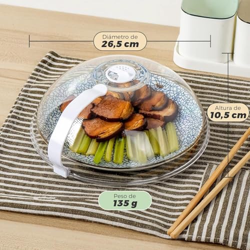 Miniatura 3 de Besokar Cubierta Para Microondas, Sin Bpa, Cubierta Para Microondas Con Asa, Resistente Al Calor Hasta 200 C, Protección Contra Salpicaduras Para Microondas, Fácil Limpieza