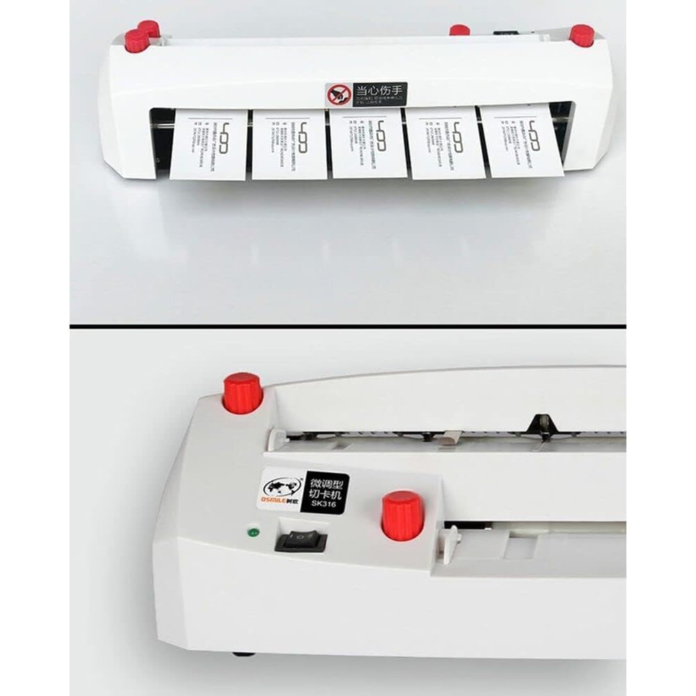 Taglierina elettrica per biglietti da visita, tagliacarte da ufficio con 9 set di lame, induzione automatica, posizione regolabile 1-18 mm, design avanti/indietro, senza sbavature