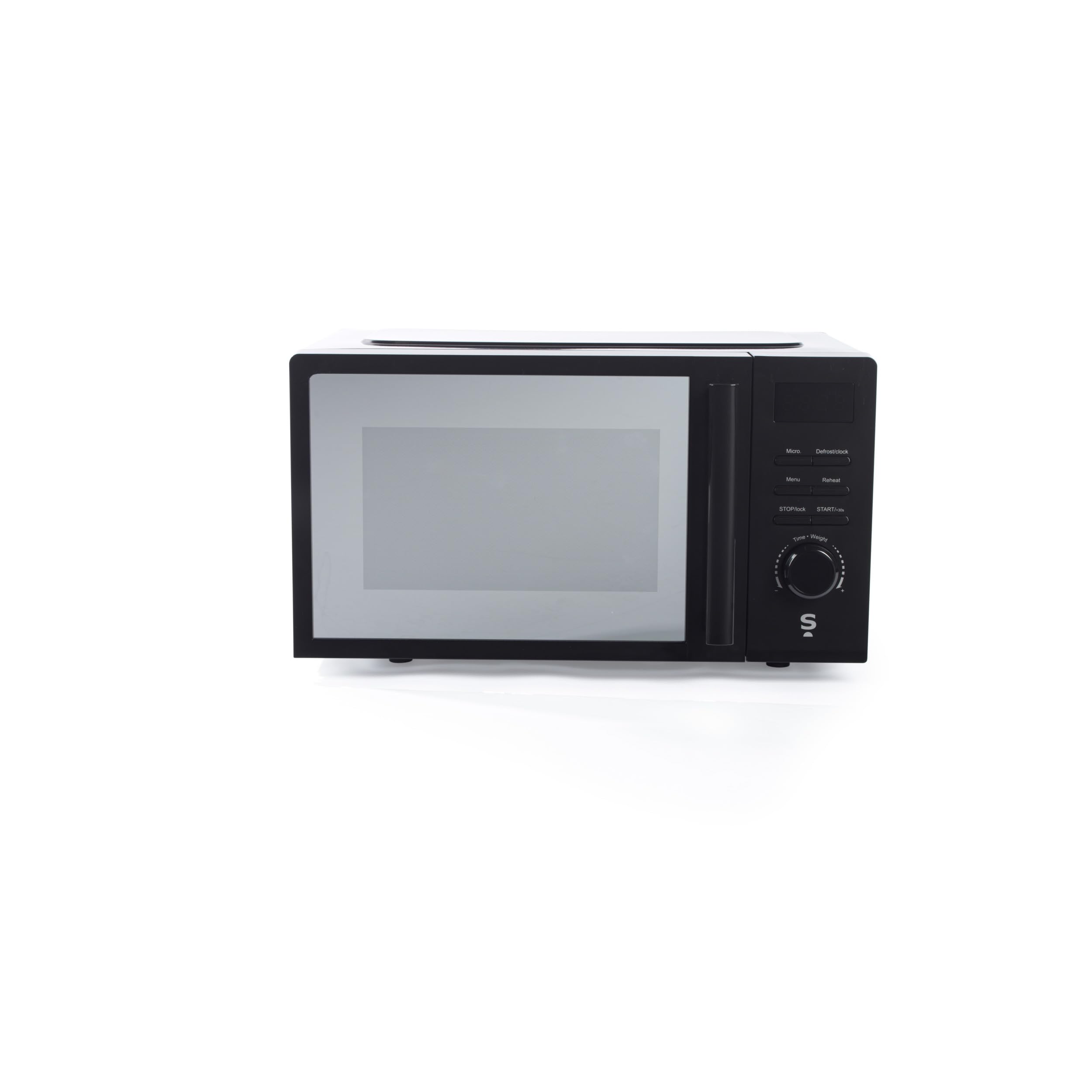 Salter 20L Digital Microwave – 8 Automatic Cooking Functions, 60-Minute Timer, LED Display, Defrost by Time/Weight, 25.5 cm Glass Turntable, Mirrored Screen, 800W, Black