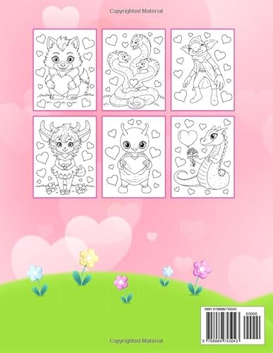 Valentine's Day Magic Creatures Coloring Book: 50 Cute Mythical Creatures Full of Lovable Coloring