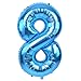 40 Inch Blue Large Numbers Balloon 0-9(Zero-Nine) Birthday Party Decorations,Foil Mylar Big Number Balloon Digital 8 for Birthday Party Bridal Shower Engagement Photo Shoot, Anniversary