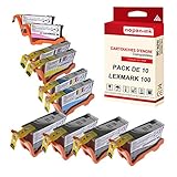  NOPAN-INK - x10 Cartouches Compatible pour LEXMARK 105 XL 105XL Compatible pour LEXMARK Lexmark Impact S301 Impact S305 Interact S605 Interpret S405 Intu