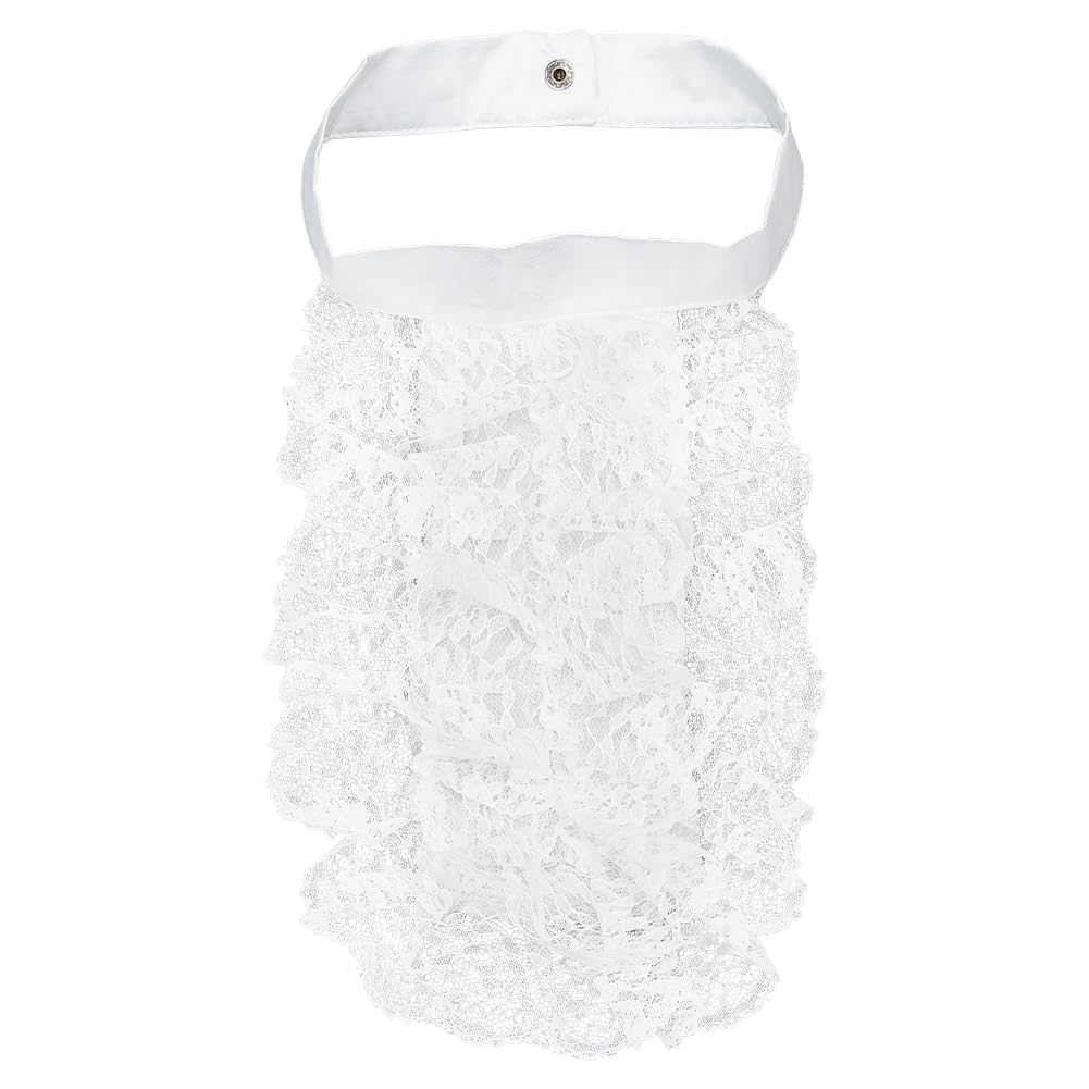 CRAFTYMELODY Lace Ruff Neck Collars White Colonial Lace Jabot Collars Victorian Steampunk Chiffon Jabot Neck Ruff Collar Floral Ruffled Costume Collar Costume Accessories for Halloween Cosplay Party