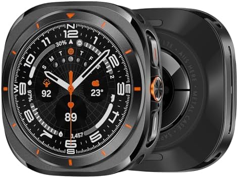 Suitisbest Metal Case for Samsung Galaxy Watch Ultra 47mm Case, Stainless Steel Protective Rugged Bumper Thin Frame with Ceramic-Like Back Cover for Galaxy Watch Ultra 47mm for Men Women