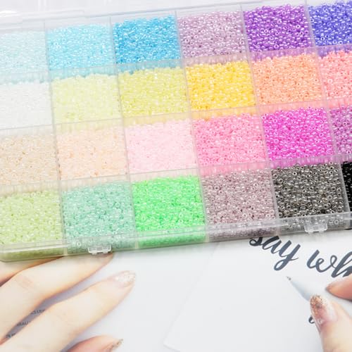 Tibaoffy Size 12/0 Crafts Glass Seed Beads 2mm Tiny Pony Beads Assorted Kit with Organizer Box for Jewelry Making (24 Assorted Multicolor Set, Total About 16800pcs) - Image 2