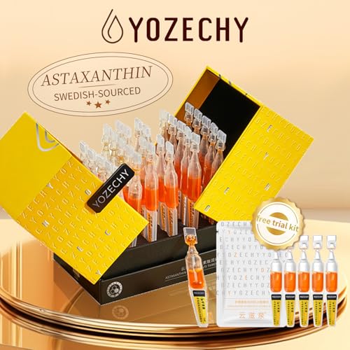 YOZECHY Astaxanthin 3D HA Hydra Serum Vials, Day-Night Dual Defense, Pollution Shield, Firms, Hydrates, Glow