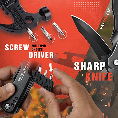 Veitorld Gifts For Dad From Daughter Son Kids, Unique Fathers Day Birthday Gift Ideas For Husband Men Him, Cool Gadgets Presents For Men, All In One Survival Tools Small Hammer Multitool #TOP3