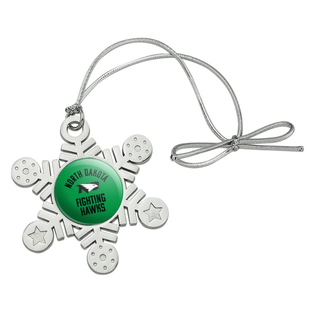 GRAPHICS & MORE North Dakota Fighting Hawk Metal Snowflake Christmas Tree Holiday Ornament