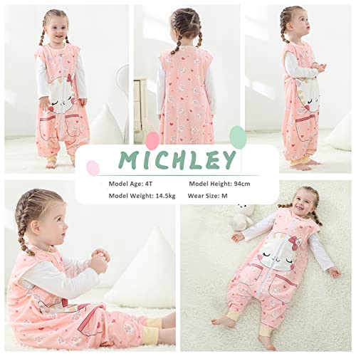 Image of MICHLEY Unisex Baby Wearable Blanket Autumn Winter Toddler Sleeveless Sleeping Bag with Feet,Cat,1-3T