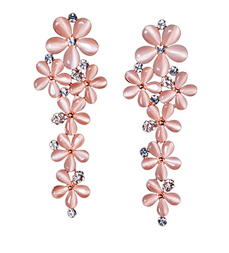 Flower Crystal Rose Gold Plated Hangings Earrings for Women