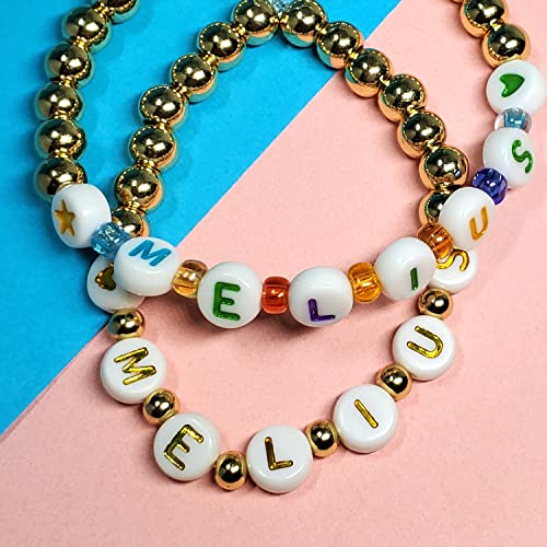 Image of Melius Acrylic Colorful Letter Beads, 1450 Pcs 4x7mm Round Alphabet Beads in 28 Grid Box for Jewelry Making, DIY Bracelets, Necklaces, Key Chains, Bracelets (4x7mm, Colorful) (Pack of 2)
