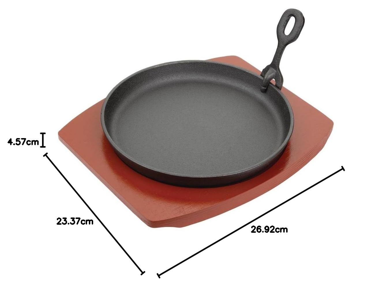 Olympia ghisa rotonda Sizzler con supporto in legno 220 mm piatto da portata