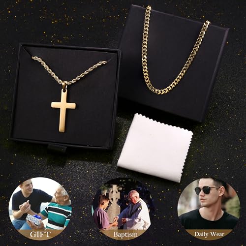 sailimue Stainless Steel Cross Necklace for Men Layered Cross Chain - image 6
