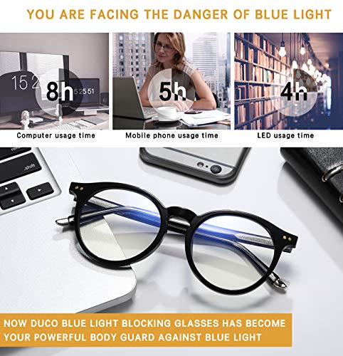 Image of DUCO Blue Light Glasses for Men Women Blue Ray Blocking Glasses Computer Gaming Glasses Retro Round Eyeglasses Frame 5217