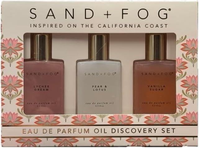 Sand + Fog Eau de Parfum Oil Discovery Set, 3 Piece, Lychee Dream, Pear & Lotus, Vanilla Sugar