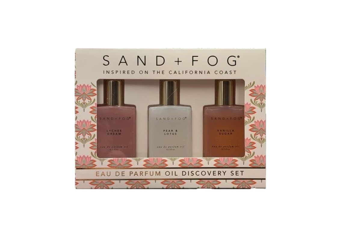 Sand + Fog Eau de Parfum Oil Discovery Set, 3 Piece, Pistachio Dream, Vanilla Bloom, Pear Blossom, 0.5 fl oz Each