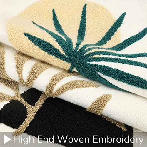 Merrycolor Boho Decorative Pillows For Bed Mid Century Modern Throw Pillows Covers Leaf Green Pillow Cover Textured Aesthetic Boho Pillows Cover Decorative Throw Pillows For Couch,1Pc,18X18 Inch #TOP2