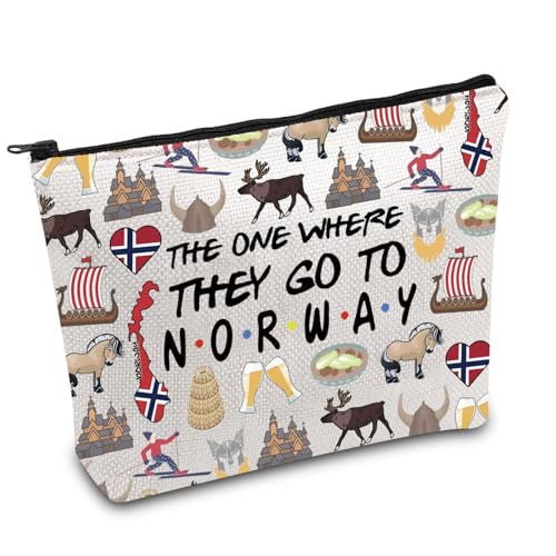 FOTAP Norway Trip Makeup Bag Norway Travel Gift Finland Souvenir Gift Norway Travel Bag Housewarming Gift (TO NORWAY)