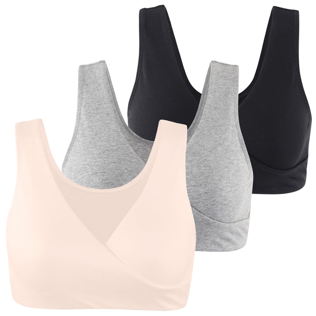 MANCI Reggiseno in Cotone, Comodo Reggiseno Senza Fili, per Allattamento, Gravidanza e Allattamento