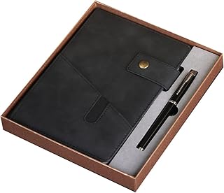 QQZSG メモ帳 ノートブック ペンホルダー 文房具 A5 ノート しおりひも 事務用品 2本セット A5*3 日記帳 おしゃれ PU レザーカバー 手帳 横罫線入り ブラック 学用品 ビジネス プレゼント 学生用 勉強 受験 入学準備 進学 教師 文房具 notebook 大学ノート