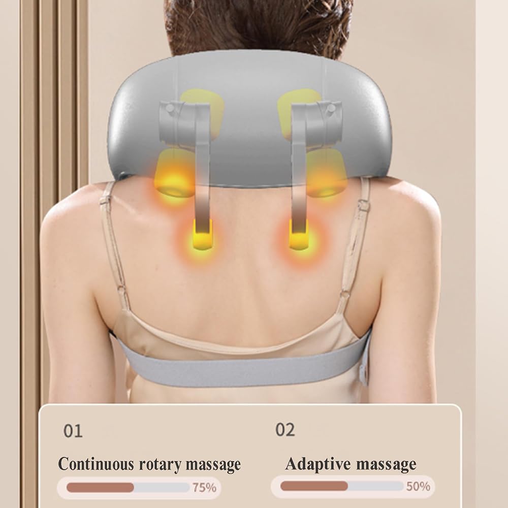 2023 último masajeador de Cuello Goletsure, masajeador Shiatsu de Cuello y Espalda, Masaje Manual simulado 5D para aliviar el Dolor de Tejido Profundo,Grey
