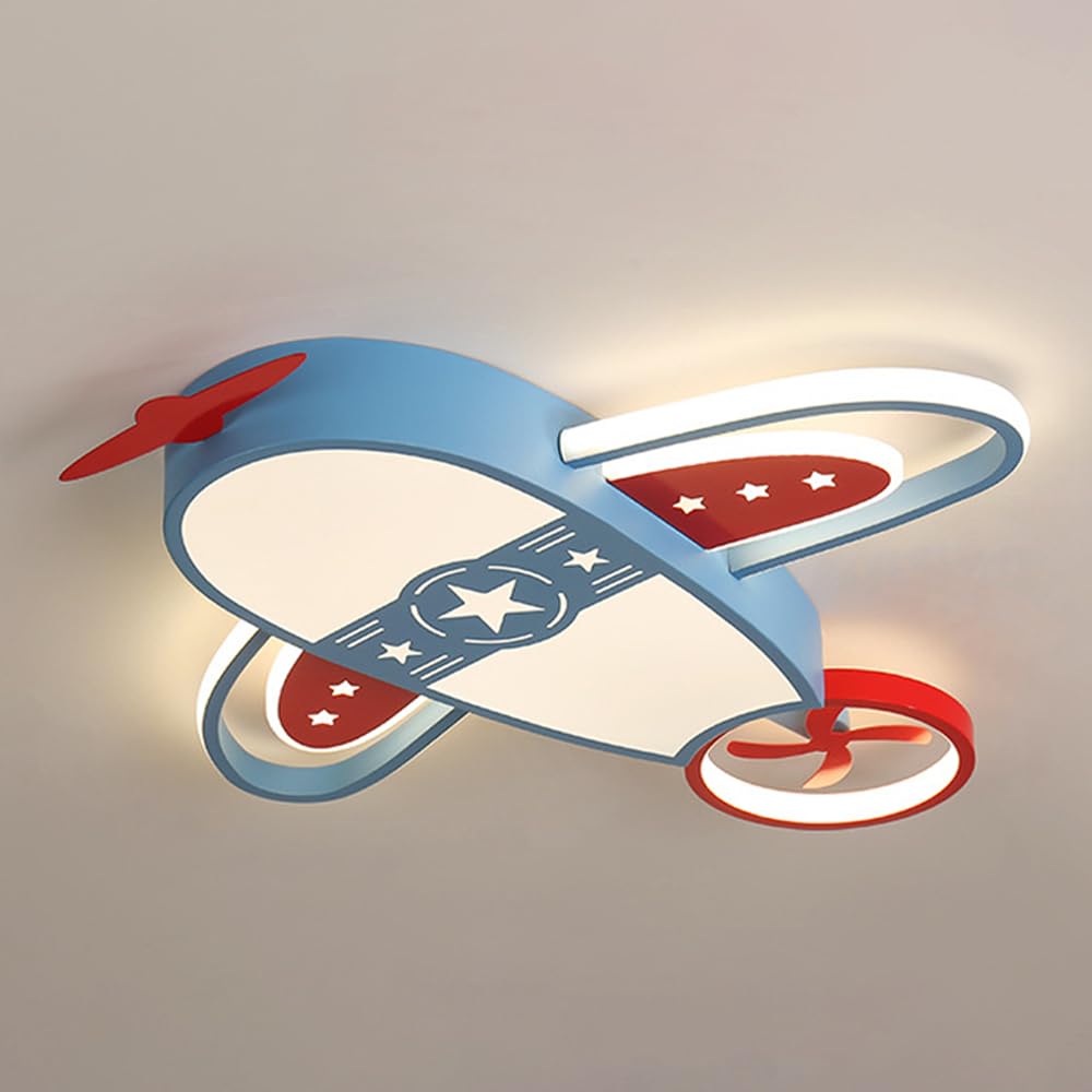 Jadssox Children's Room Chandelier Airplane LED Ceiling Light Fixture Dimmable Flush Mount Lighting Cartoon Aircraft Close to Ceiling Lamp for Kids Bedroom Girls Boys Room Nursery