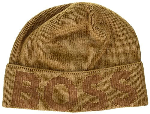 BOSS Men's Half Cardigan Structure Knit Cap with Logo