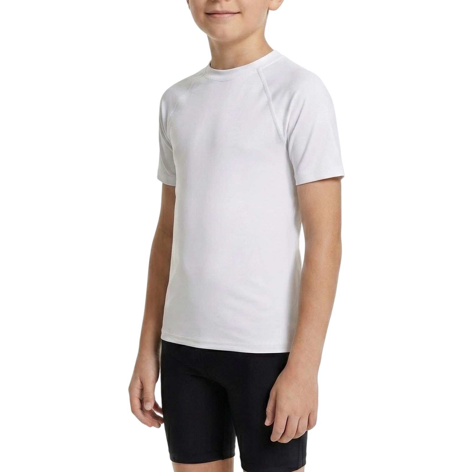 Maglietta a Maniche Corte per Ragazzi Asciugatura Rapida e Traspirante Maglia Intima Base Layer ad Elevata Elasticità Leggera Maglietta Sportiva a Girocollo per Corsa Calcio Basket Ciclismo